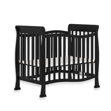 Dream On Me Violet 4-In-1 Convertible Mini Crib In Black, Greenguard Gold Certified, JPMA Certified, 3 Position Mattress Height 