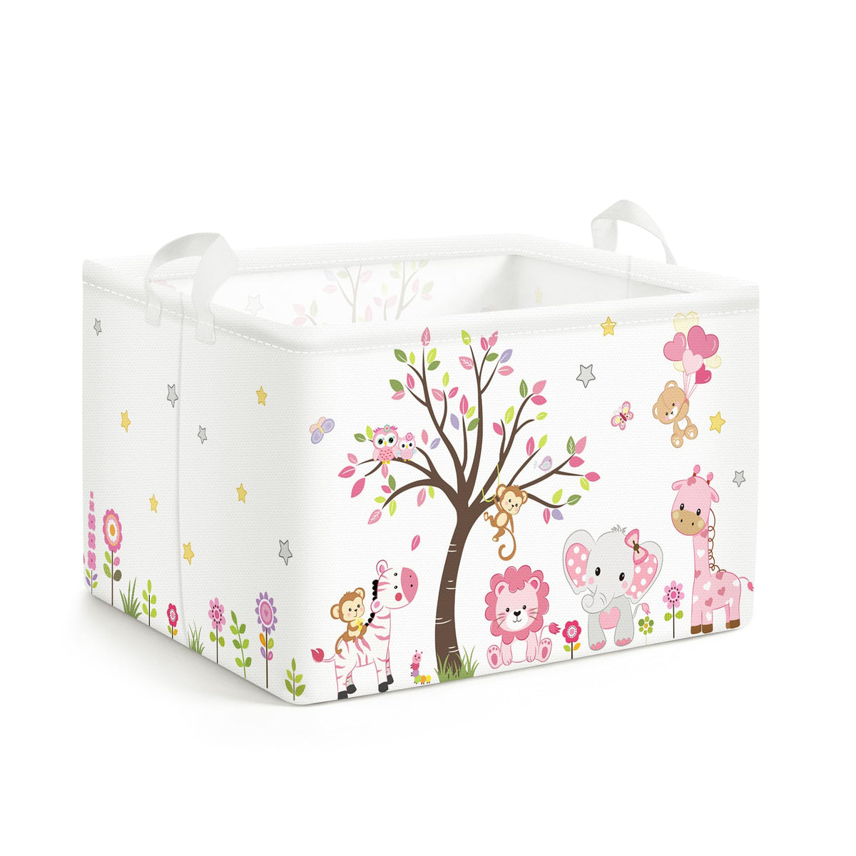 Clastyle Kid Storage Basket Pink Animal Foldable Toy Organizer Bin, 21L