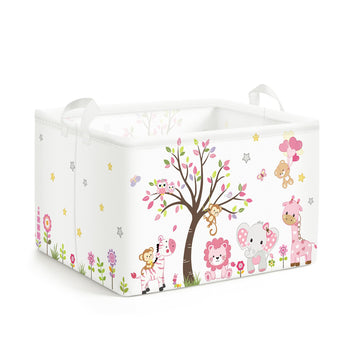 Clastyle Kid Storage Basket Pink Animal Foldable Toy Organizer Bin, 21L