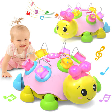 Baby Musical Ladybug Crawling Toys,Baby Toys 6-12 Months with Light-up Music, Early Educational Learning Montessori Toys, Infant