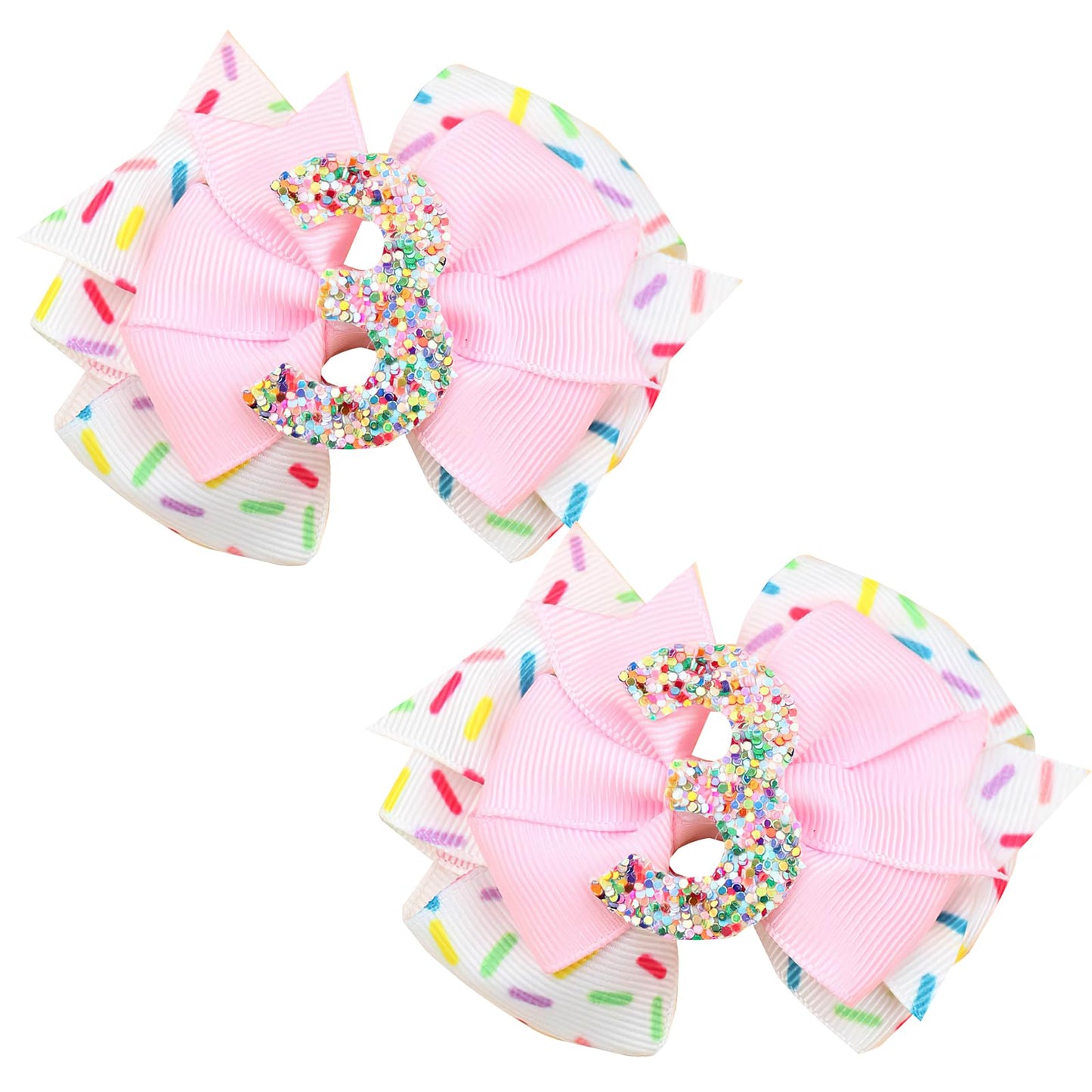 2Pcs Hair Clip, Pink Bow Hair Clips For Baby Girls 3Rd Birthday Party Decorations