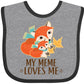 Inktastic Meme Loves Me Grandchild Fox Baby Bib Heather And Black 2Dbf4