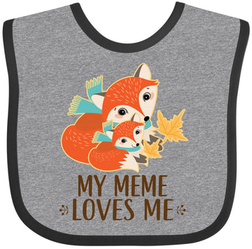 Inktastic Meme Loves Me Grandchild Fox Baby Bib Heather And Black 2Dbf4