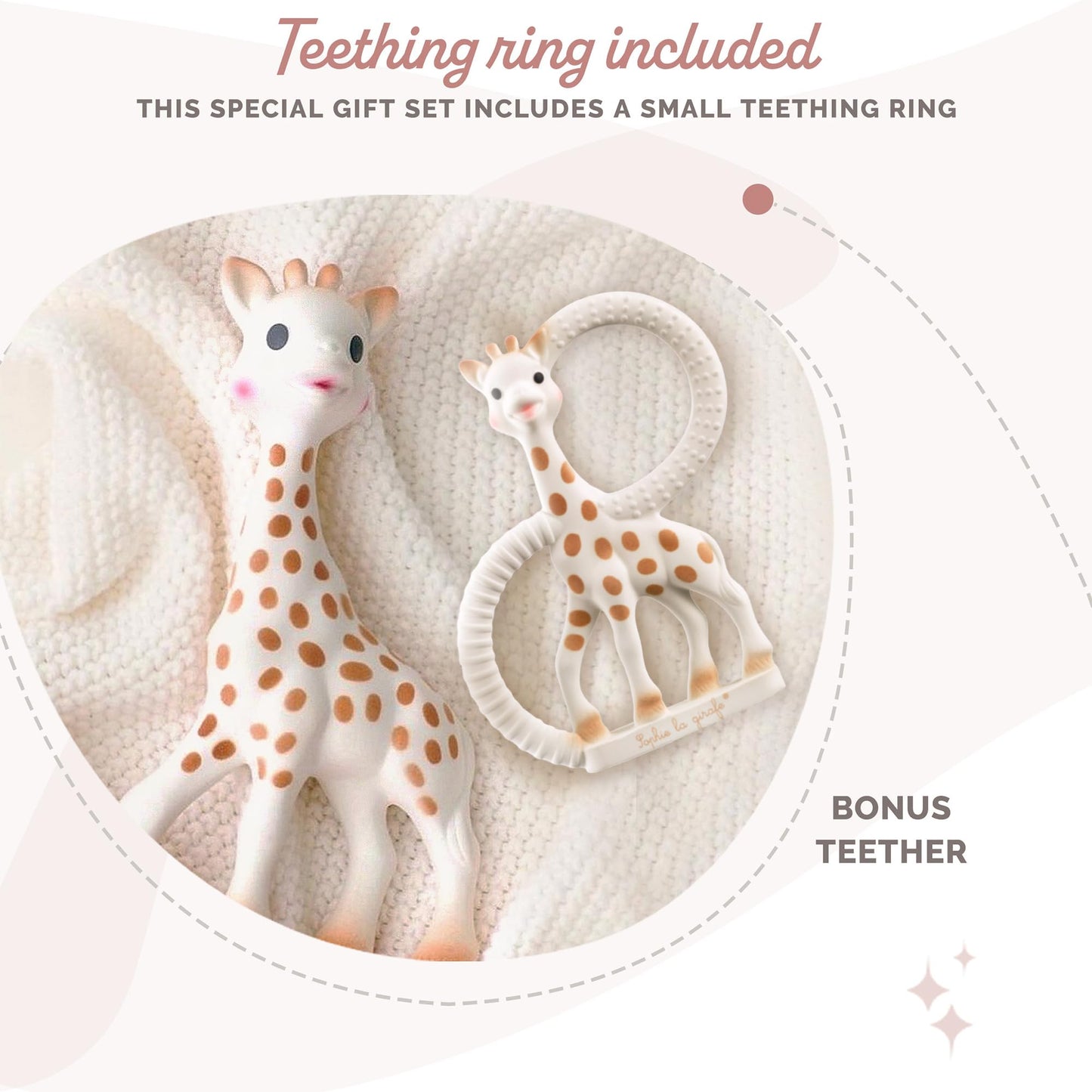 Sophie la girafe | Gift Set Includes Gift Bag, Card, Sophie la girafe & Teething Ring | Made from Natural Rubber | Designed for