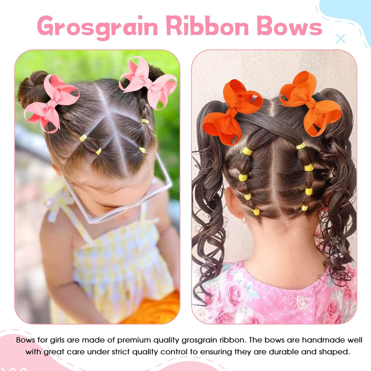 Oaoleer 40 Colors 3 Inch Hair Bows Clips Grosgrain Ribbon Bows Hair Alligator Clips Hair Barrettes Hair Accessories For Girls To