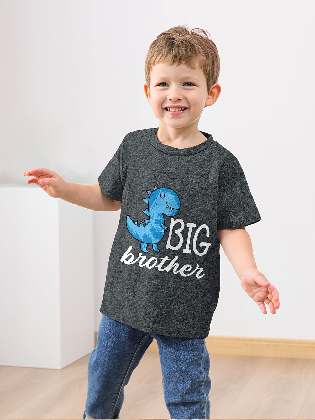 Funnycokid Big Brother Shirt 5T 4T Dinosaur For Toddler Boys Promoted To Big Brother Grey Size 5 Pregnancy Announcement Gifts Fo