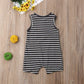Iddolaka Newborn Summer Baby Boy Girl Romper Bodysuit Jumpsuit Playsuit One Piece Outfit Clothes (A-Gray Stripes, 6-12 Months)