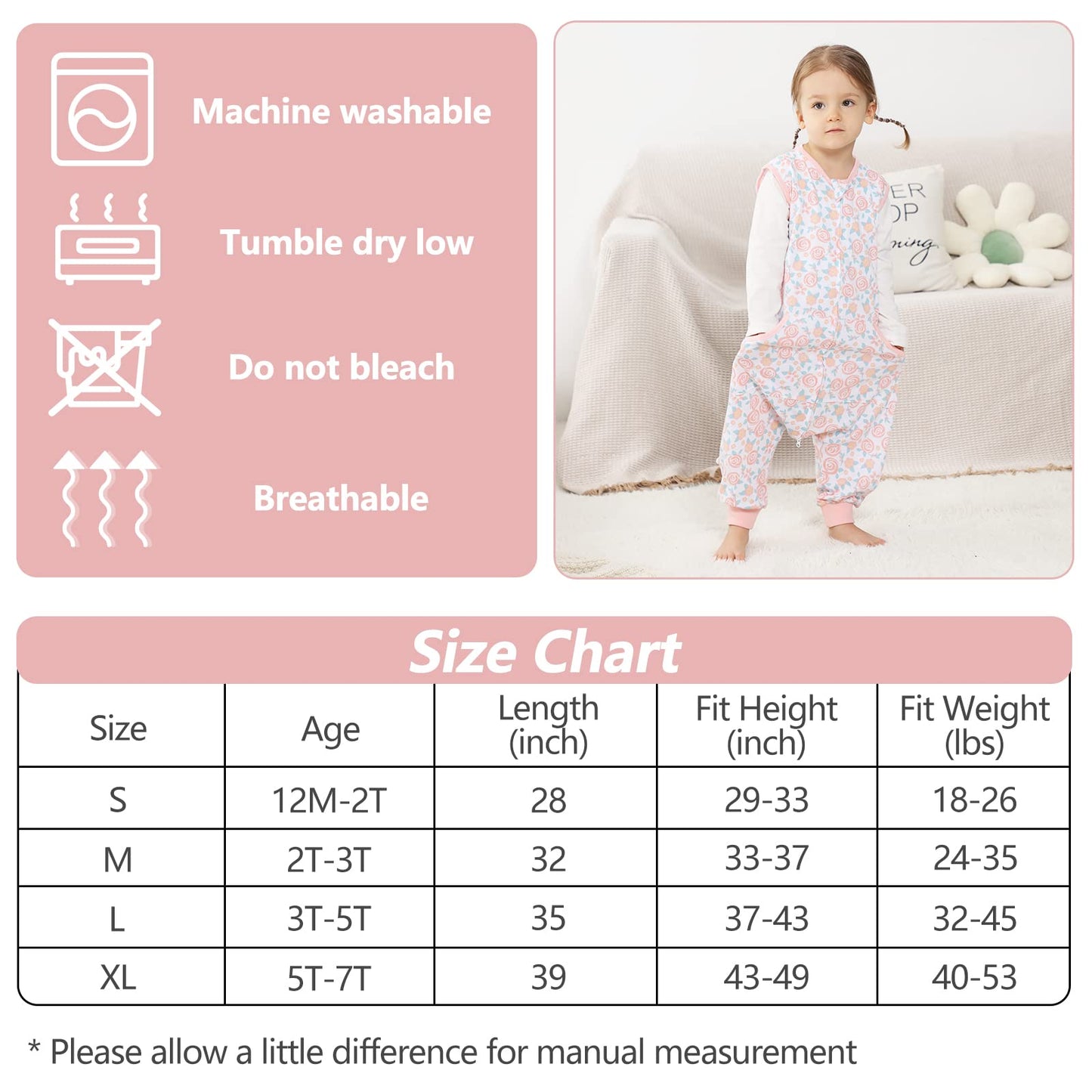 HOMEAL Sleep Sack, 0.5TOG Toddler Sleep Sacks 2T-3T,Toddler Wearable Blanket Baby, Toddler Sleep Sack Baby for Early Walkers