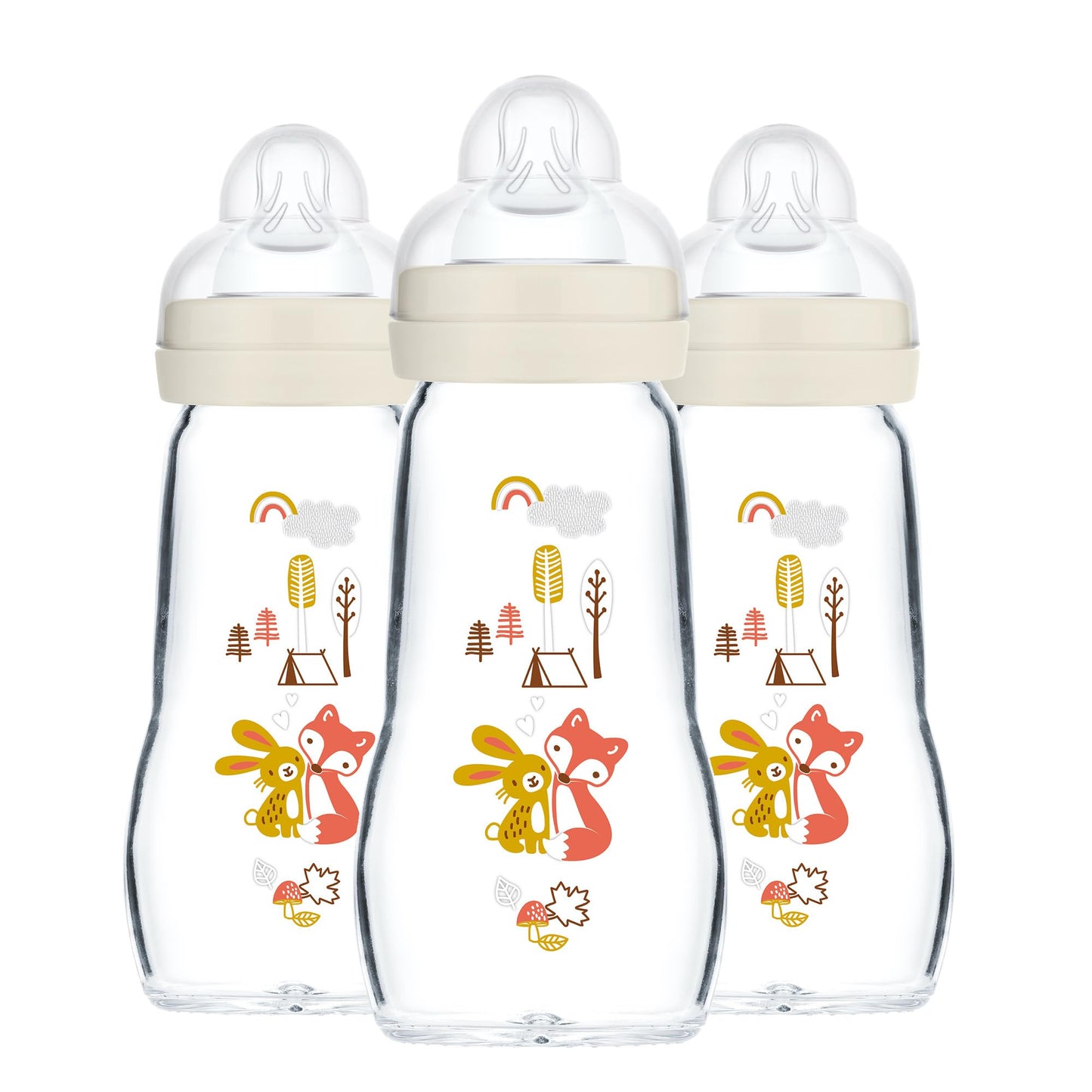 Mam Feel Good Medium Flow Premium Glass Bottle, Easy Switch Between Breast And Bottle, 9Oz, 0+ Months, Unisex, 3 Pack