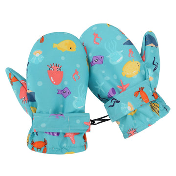 American Trends Baby Mittens Winter Toddler Gloves For Boy Girl Waterproof Ski Mittens Warm Fleece Toddler Mittens Sea World L