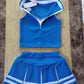 Total 2550 Little Girls' Cheerleader Cheerleading Outfit Uniform Costume Cosplay Halloween Medium Blue/White (Xl / 10-12)