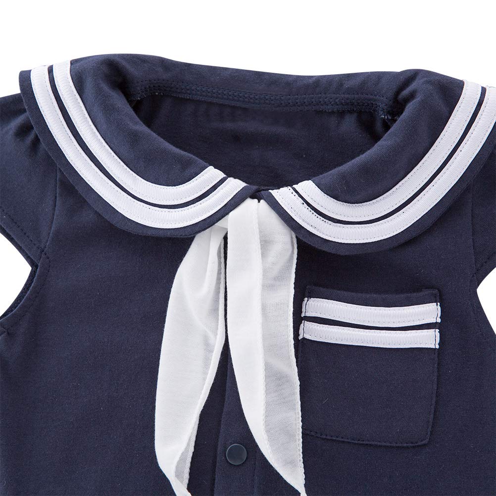 Lxkikmm Baby Girl Nautical Dress Sailor Suit Jumpsuit Romper With Hat