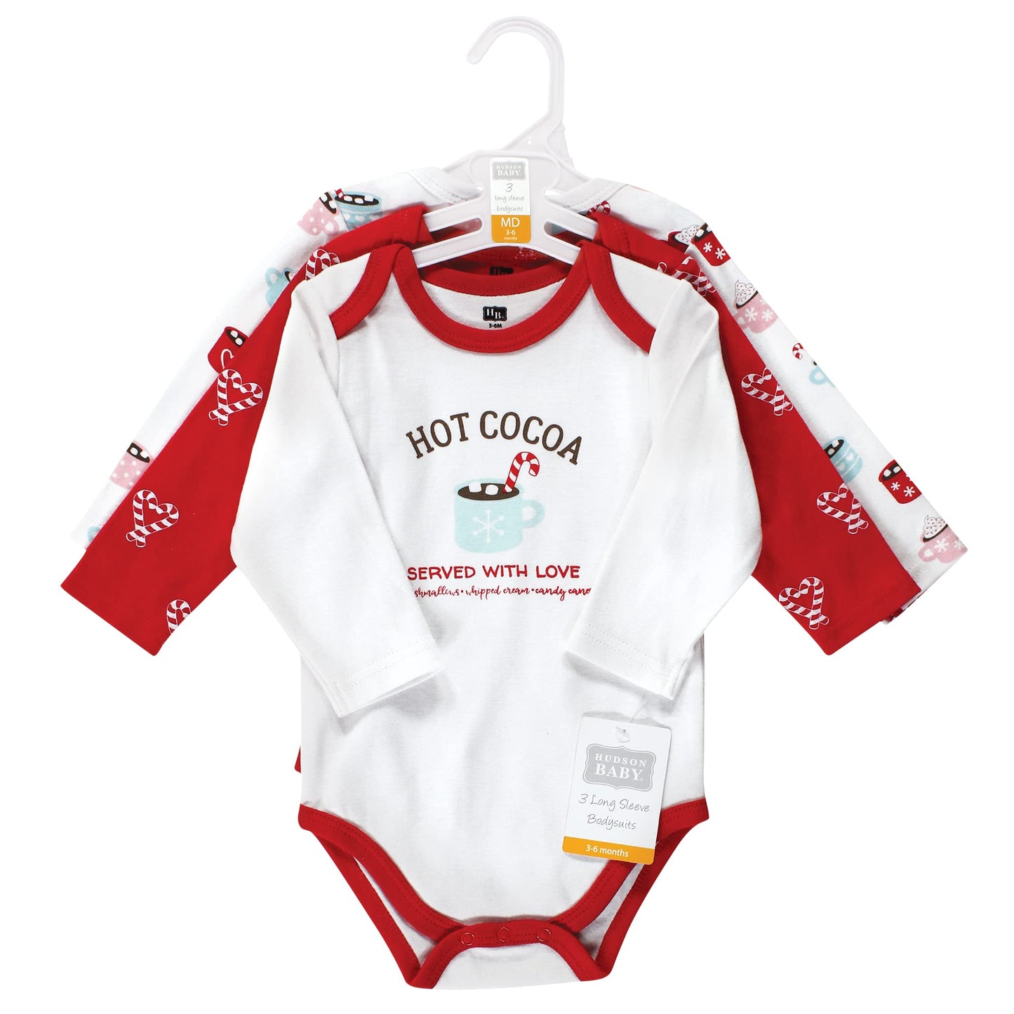 Hudson Baby Unisex Baby Cotton Long-Sleeve Bodysuits, Hot Cocoa, 0-3 Months