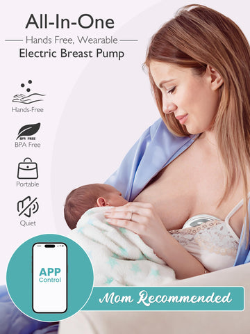 Hands Free Breast Pump, Momspeace Breast Pumps With App & Timer, Wearable Breast Milk Pump Hand Free, Wireless Portable Electric