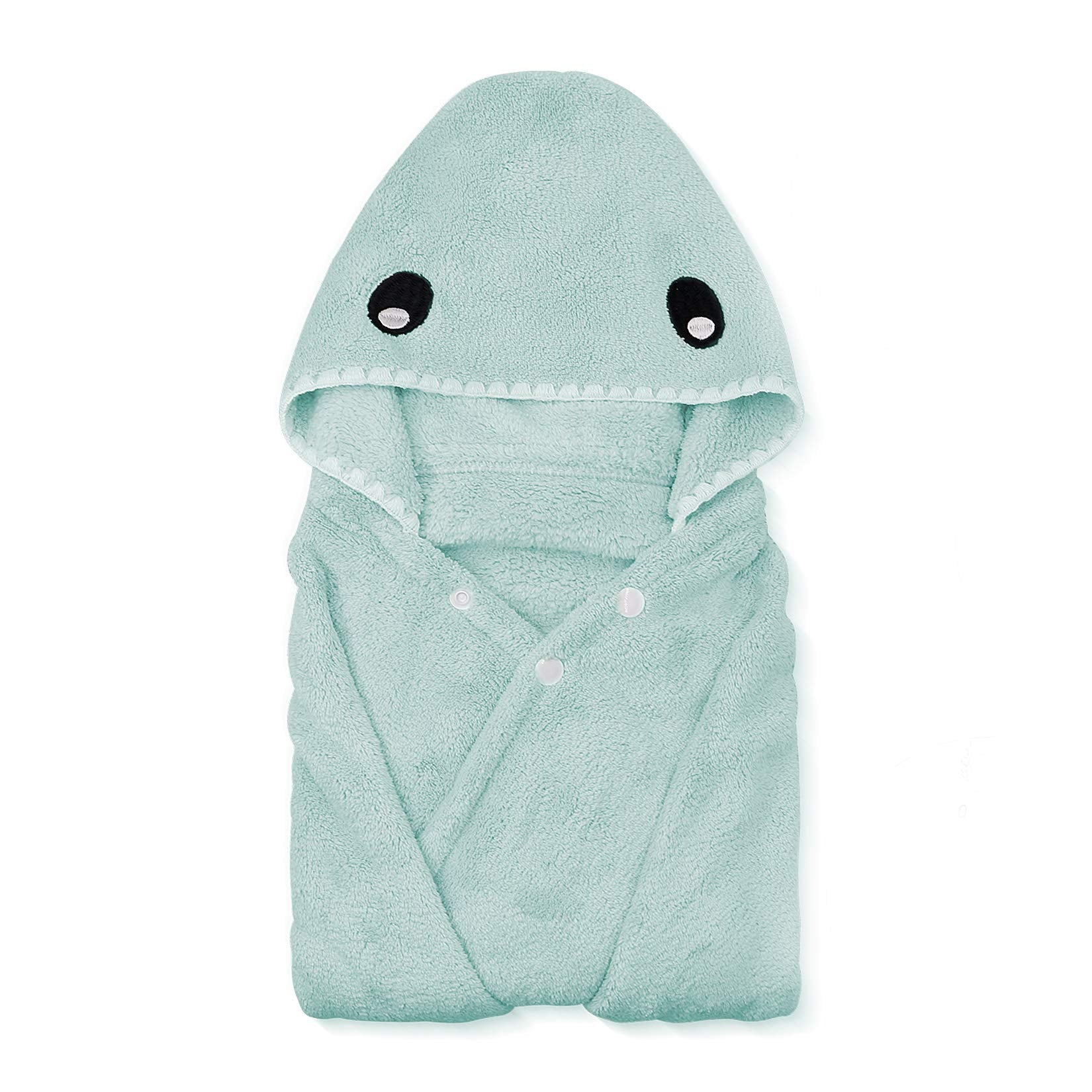 Romasa Toddler Hooded Bath Towel Ultra Soft Towel Highly Absorbent Bathrobe Blanket For Boys Girls- 27.5' X 55'(Green Shark-Sh