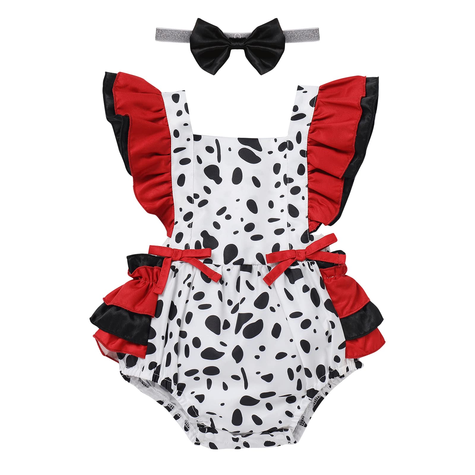 Newborn Dalmatian Costume Baby Girl Black And White Devil Costume Kids Dress Up Cosplay Halloween Dalmation Outfit Toddler Infan