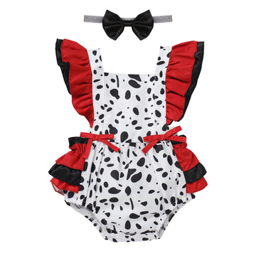 Newborn Dalmatian Costume Baby Girl Black And White Devil Costume Kids Dress Up Cosplay Halloween Dalmation Outfit Toddler Infan