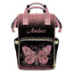 XOZOTY Butterfly Black Diaper Bags Backpack Personalized Baby Nursing Nappy Travel Tote Bag Gifts for Mom Girl