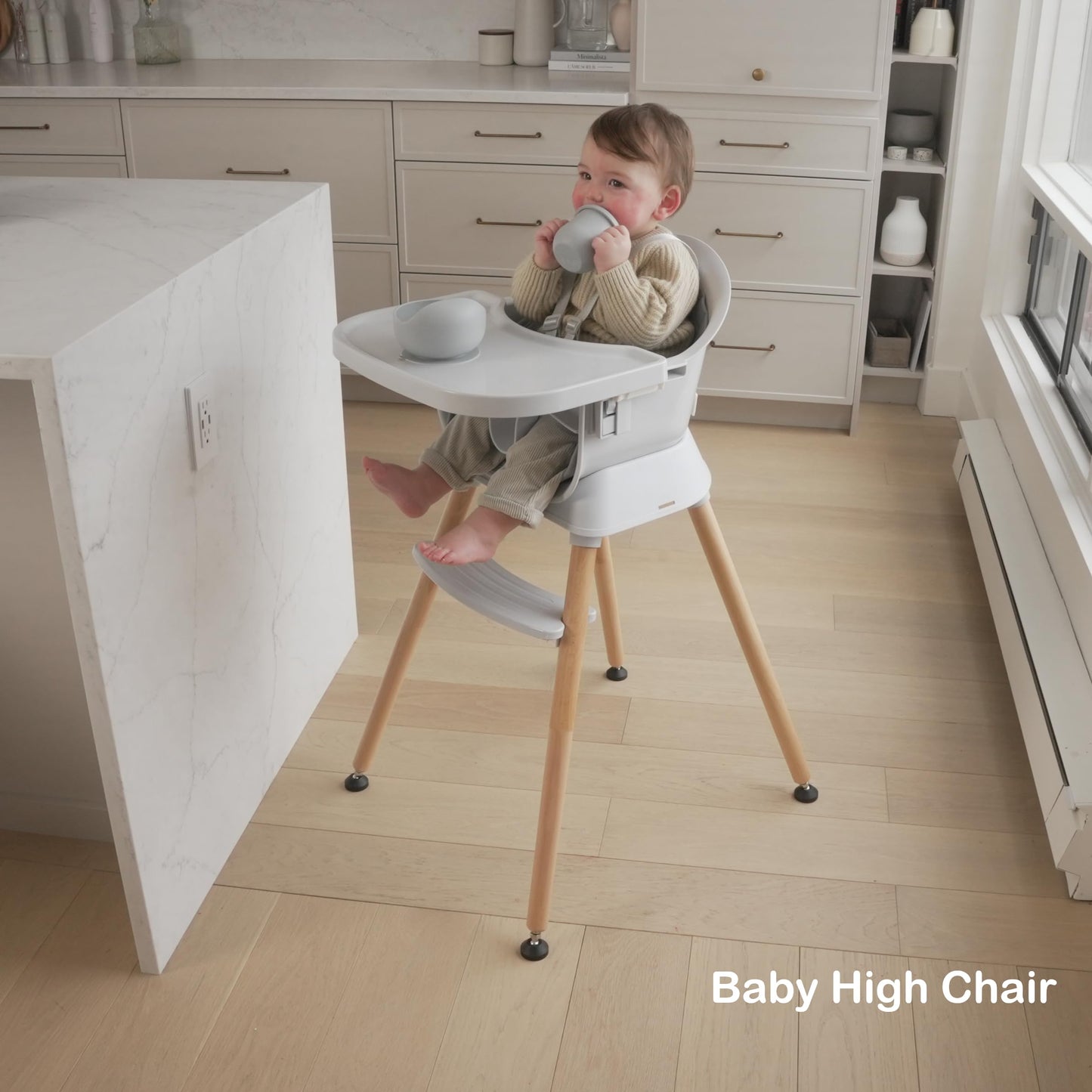 Albert Baby 3-In-1 Convertible Wooden High Chair For Babies And Toddlers, Dining Booster Seat, Toddler Chair, Easy To Clean Infa