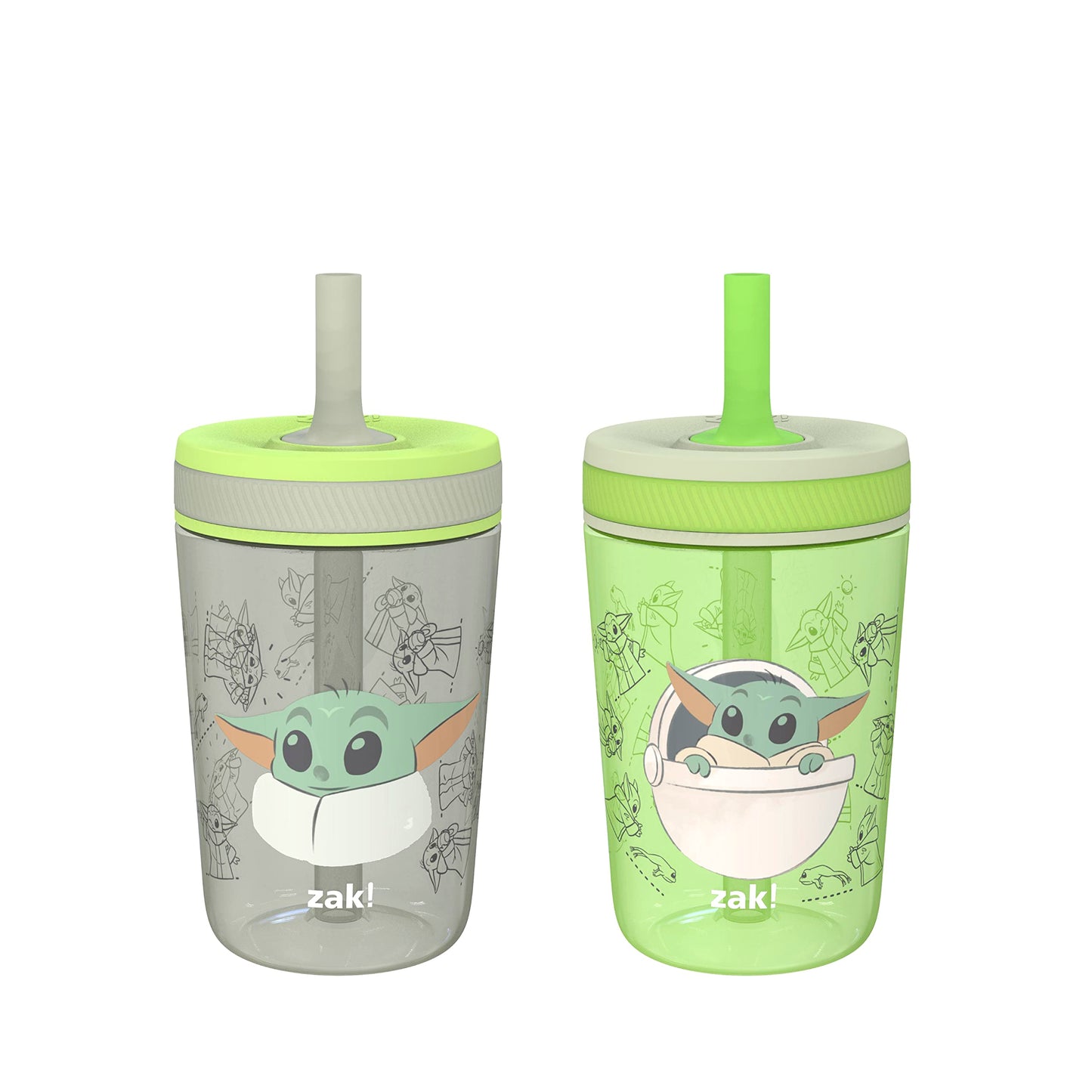 Zak Designs Star Wars The Mandalorian Kelso Toddler Cups For Travel or At Home, 15oz 2-Pack Durable Plastic Sippy Cups With Leak
