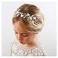 SWEETV Flower Girl Headpiece Silver Princess Wedding Headband -Baby Girls Flower Pearl Hair Accessories for Birthday Party, Phot