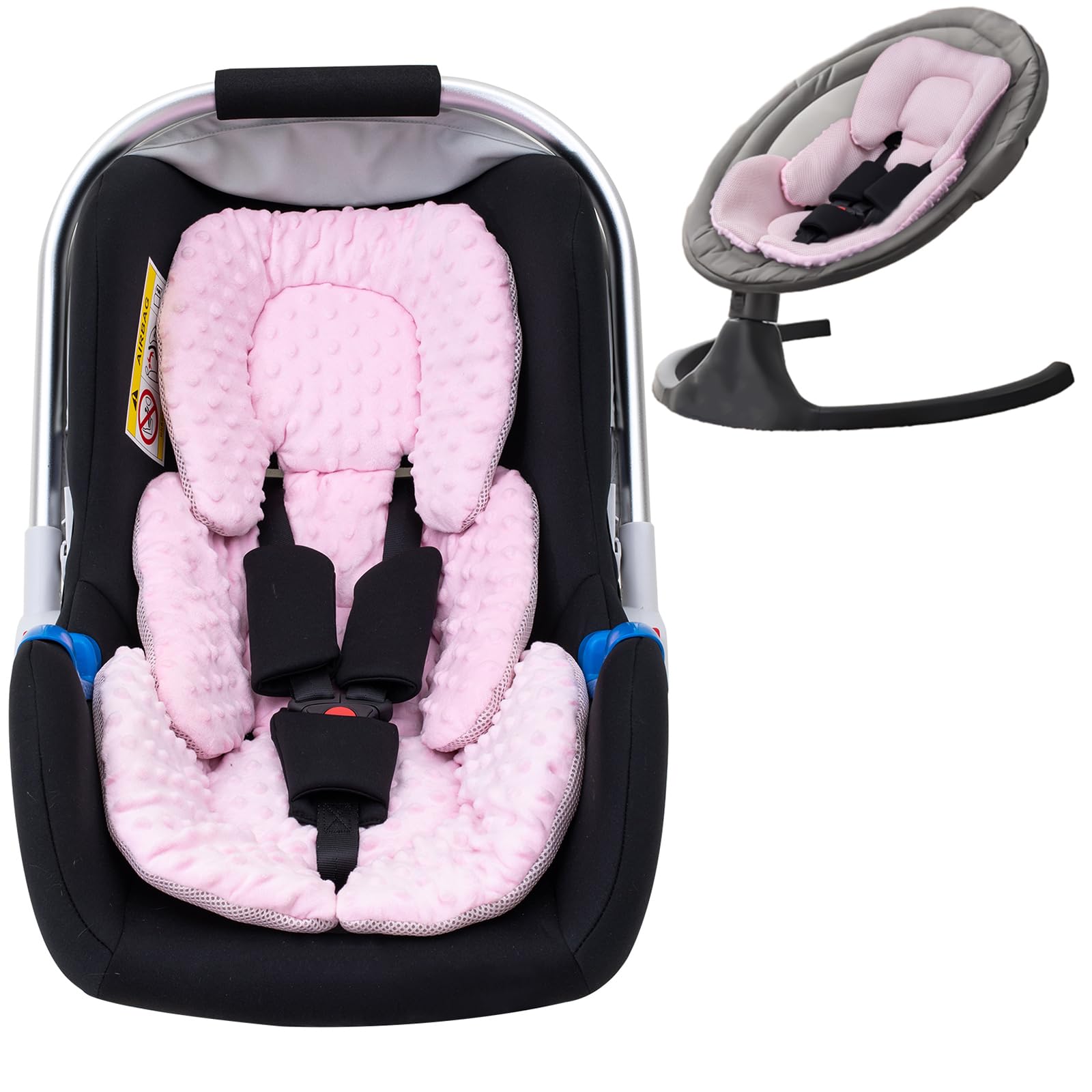 Infant Car Seat Insert, 2-in-1 Reversible Baby Car Seat Head and Body Support, 3D Air Mesh Baby Car Seat Cushion with Cotton Fil