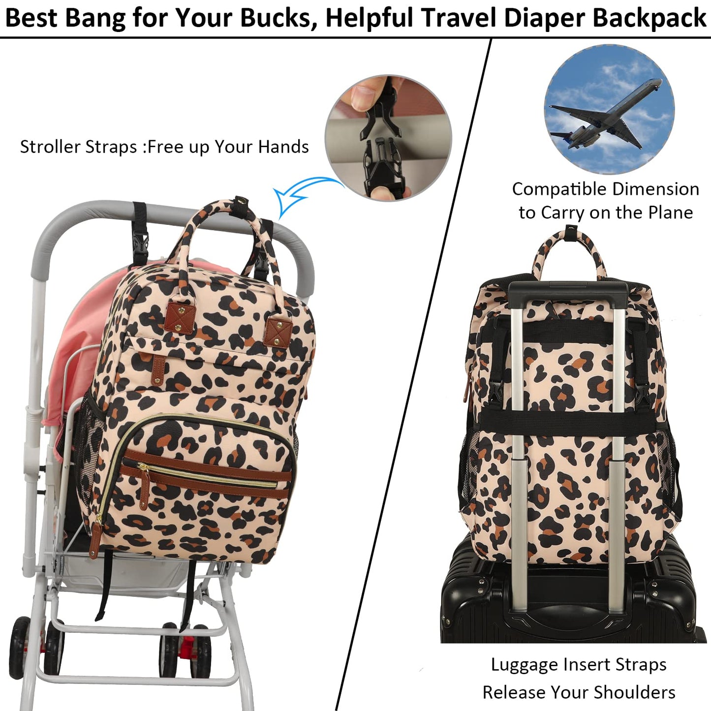 Diaper Bag Backpack For Women Large Capacity, Baby Bag With Insulated Pockets Multifunctional Diaper Bags For Baby Girl Boy Wate