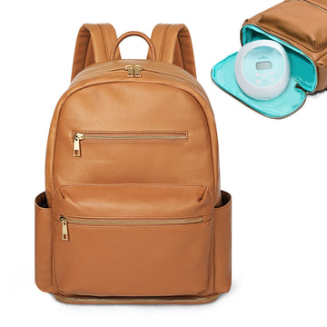 Mominside Diaper Bag Backpack, Leather Backpack Fit Most Breast Pumps, Breast Pump Bag Mommy Bag For Mom, With 13 Inch Laptop Sl