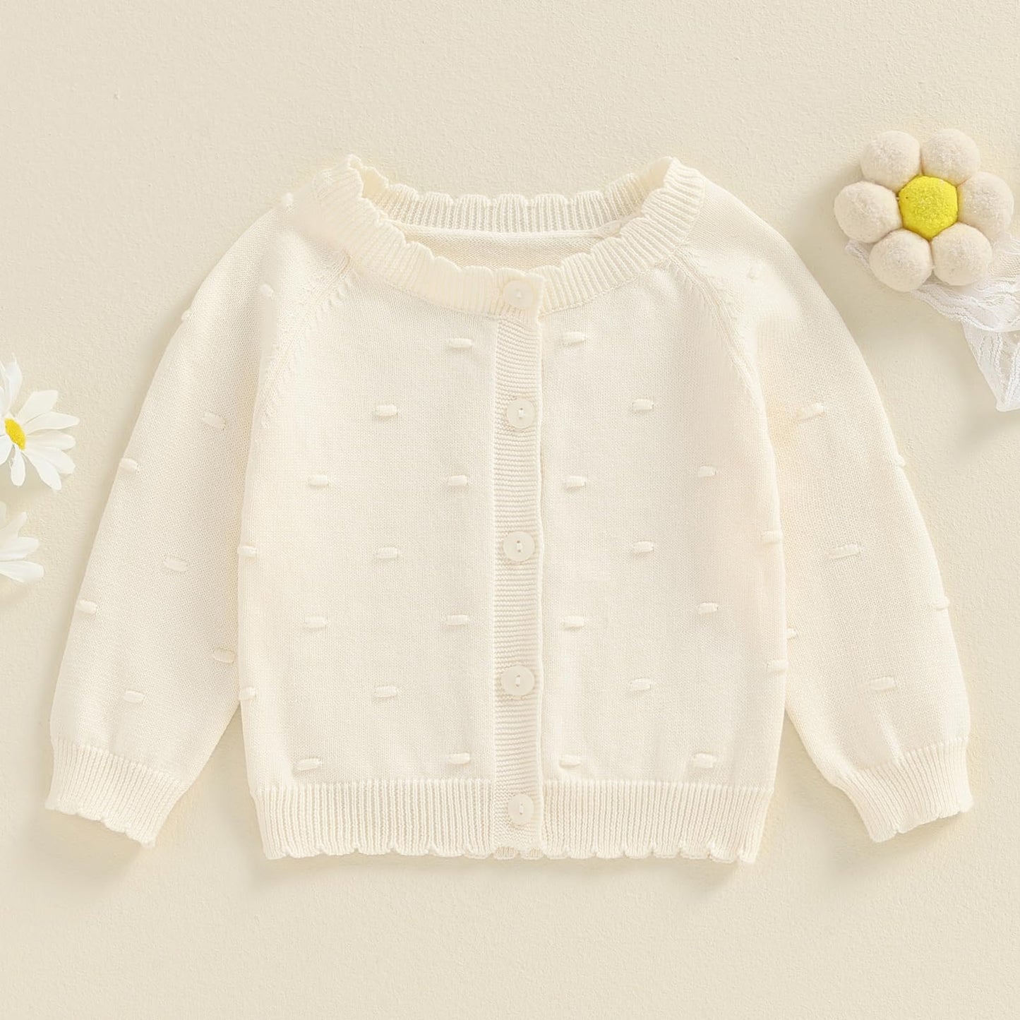 Infant Baby Girl Cardigan Sweater Long Sleeve Button Up Knit Sweatshirt Jacket Toddler Baby Girl Fall Outfits (Apricot, 6-9 Mont