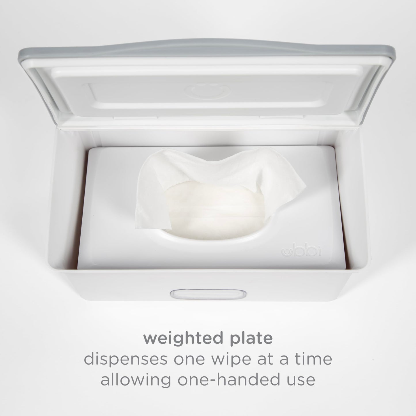 Ubbi Baby Wipes Dispenser With Weighted Plate And Secure Seal, Nursery And Baby Registry Essential To Keep Wipes Fresh, Open Wat