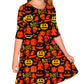 Girls Halloween Ghost Dresses Toddlers 3/4 Sleeve Cute Pumpkin Party Skater Dress 3-4 Years