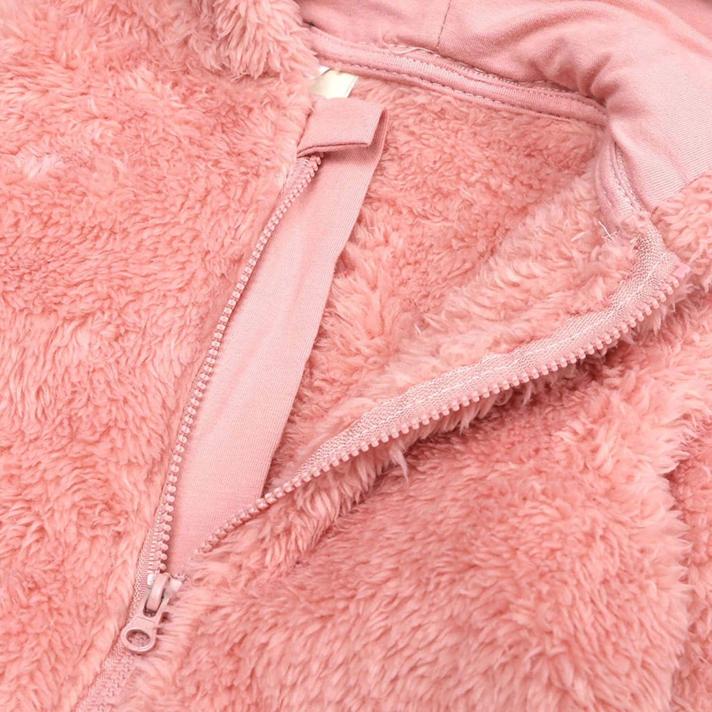 Baby Fleece Snowsuits 0-12 Months Toddlers Cute Bear Jumpsuits Winter Hooded Rompers With Zipper Pink 3-6M