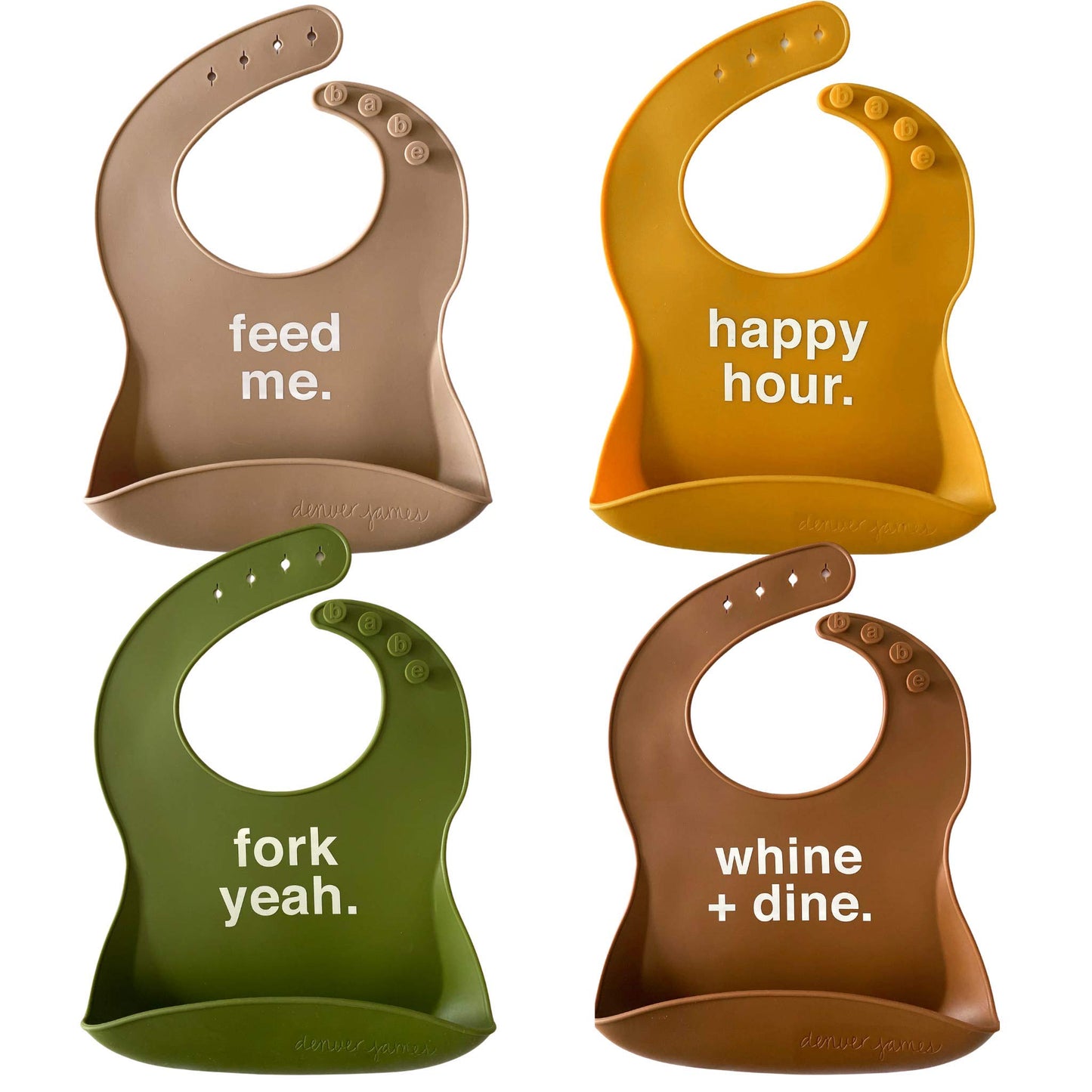 Denver James Silicone Feeding Bibs | Dishwasher Safe. Waterproof. Adjustable.