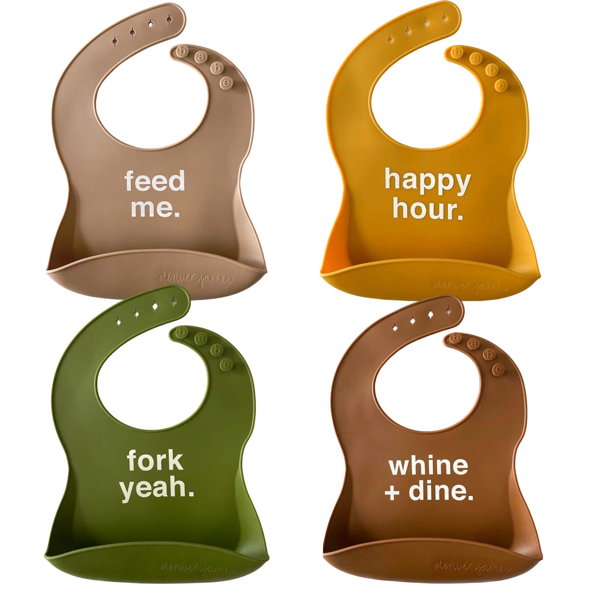 Denver James Silicone Feeding Bibs | Dishwasher Safe. Waterproof. Adjustable.