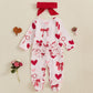 Ayalinggo Valentines Baby Girl Outfit Bowknot Heart Footie Romper Long Sleeve Onesie Newborn Valentines Day Clothes (Valentines