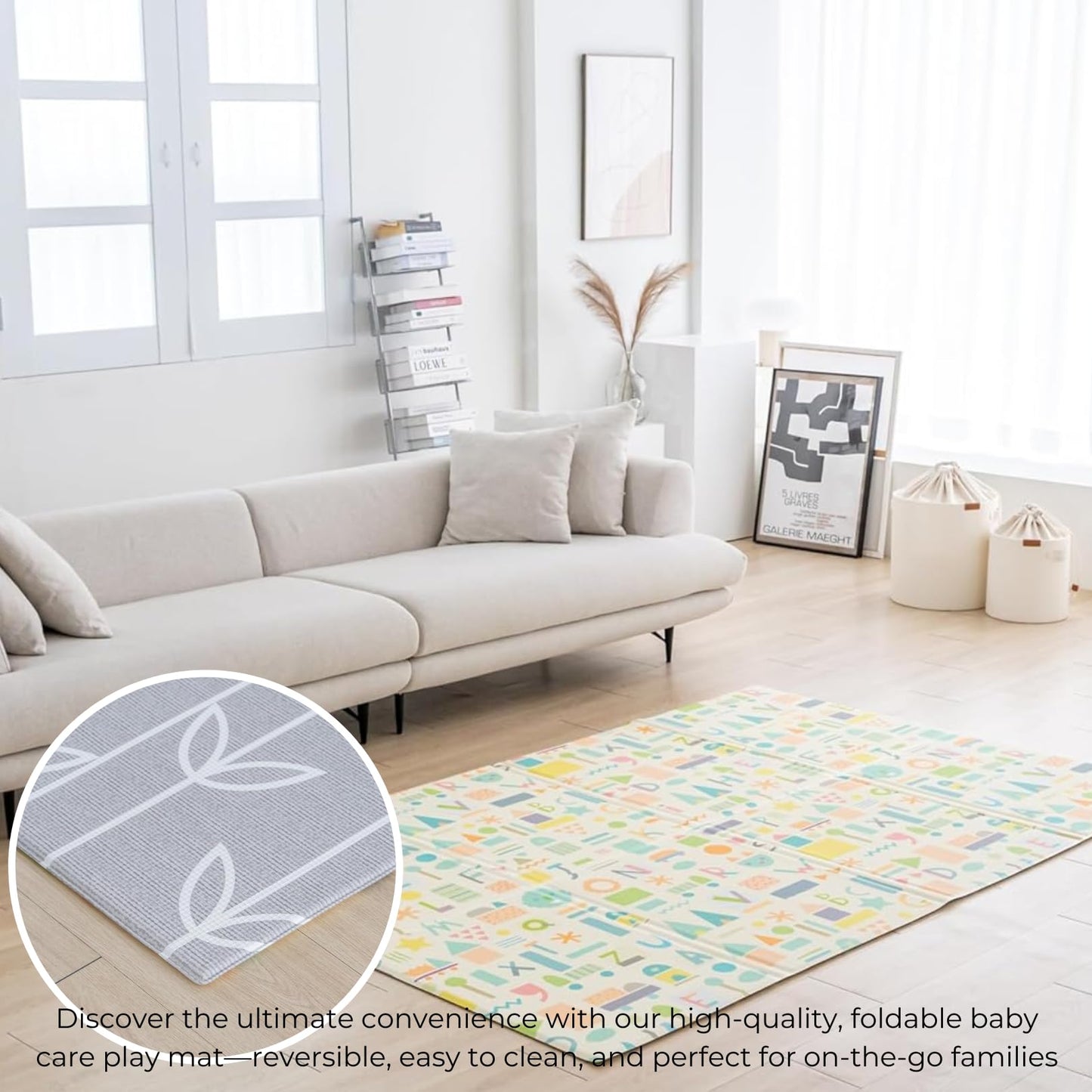 Baby Care Foldable Mat - Sea Petals(Gray), Large