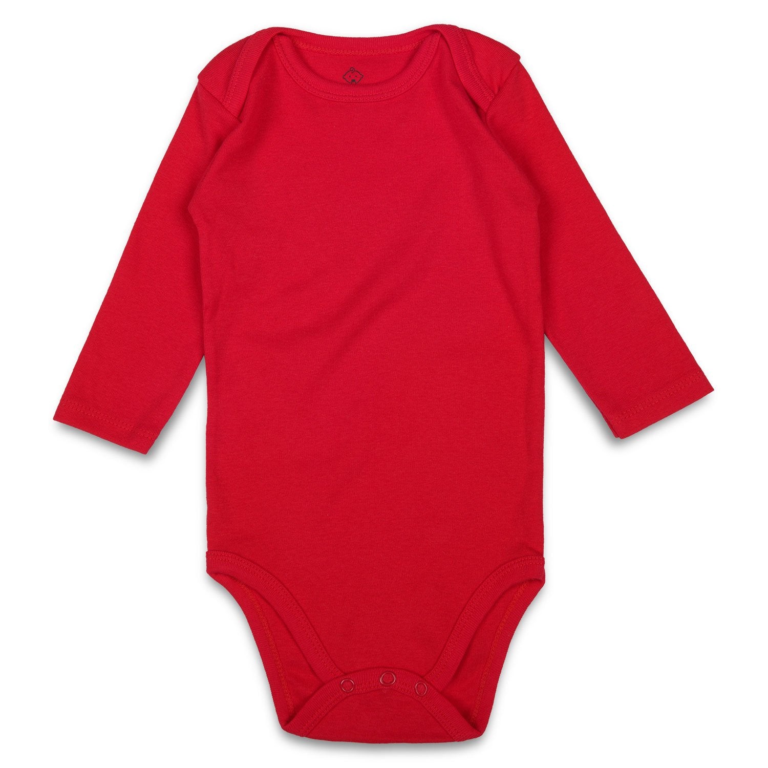 Romperinbox Unisex Solid Baby Bodysuit 0-24 Months (9-12 Months, Red Long Sleeve)