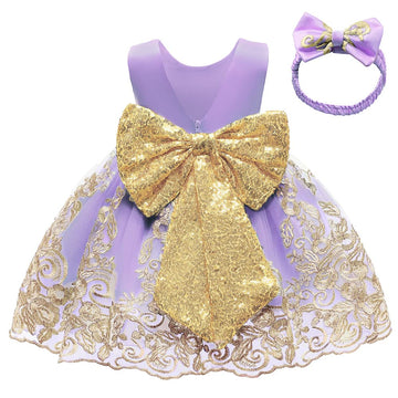 Little Baby Girls Christmas Dresses Kids Toddler Formal Easter Ball Gown Birthday Pageant Dress (Purple,100)