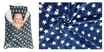 CTMKIDS Baby Wrap with Cushion Cap for Kids 74x84 cm  Grey & Baby Blankets New Born Pack of Star Wrapper Bedsheet  Navy