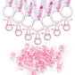 24 Baby Shower Pacifiers Necklace For Girl, 30 Mini Acrylic Pacifiers Charm Party Favors Decorations (Pink)