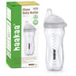 haakaa Gen.3 Natural Glass Baby Bottle 11oz - Wide Neck Anti-Colic Variable Flow Nipple,Easy to Clean & Latch for Newborn 0m+ 6m