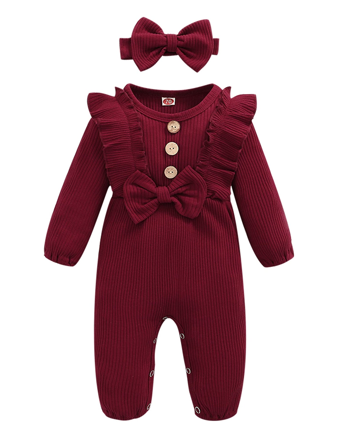 Mioglrie Newborn Baby Girl Clothes Romper Cute Baby Girl Stuff Cotton Newborn Girl Clothes Ruffle Baby Girl Outfits Gifts Maroon
