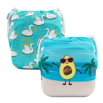 Alvababy Baby Swim Diapers 2Pcs One Size Reuseable Washable & Adjustable For Swimming Lesson & Baby Boy Girl Dyk107-108