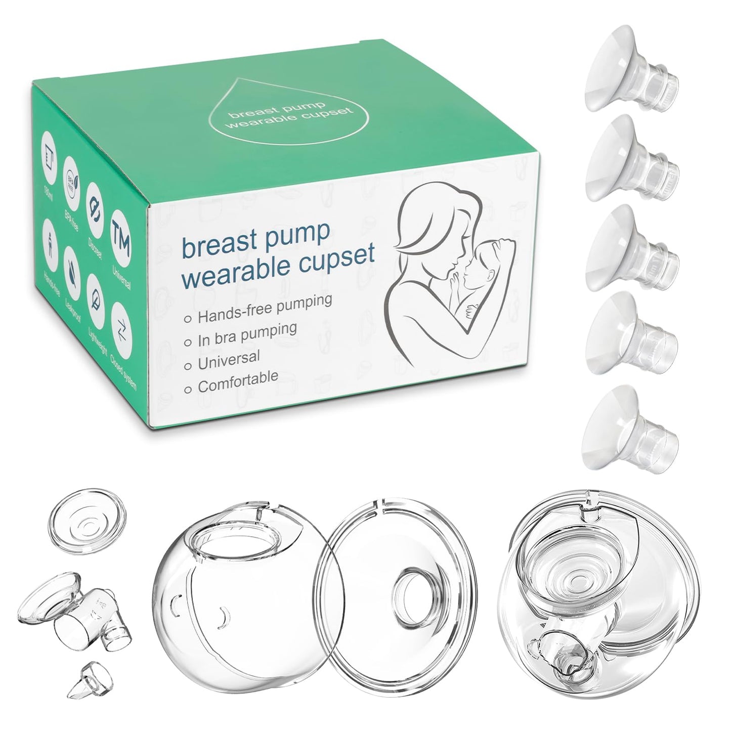 Pdfans Wearable Breast Pump Parts Milk Collector Cup 24Mm Flange Compatible With Momcozy/Tsrete S9/S12 Pump Replacement Parts, E