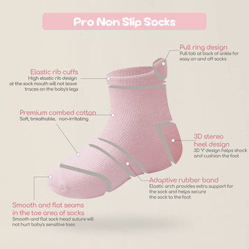 Aroveea Non Slip Grip Ankle Baby Socks For Toddler Boys And Girls Kids Socks 12 Pack,Infant Cute Cotton Baby Socks