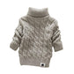 Modntoga Toddler Baby Boys Girls Knit Sweaters Cable Turtleneck High Collar Fall Winter Soft Warm Sweater Pullover Tops(Gray,2-3