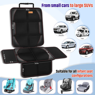 Car Seat Protector, 2 Pack Of Seat Protectors, Thickest Padded 600D Fabric Padding, Waterproof, Durable, Anti Slip Backing, Chil