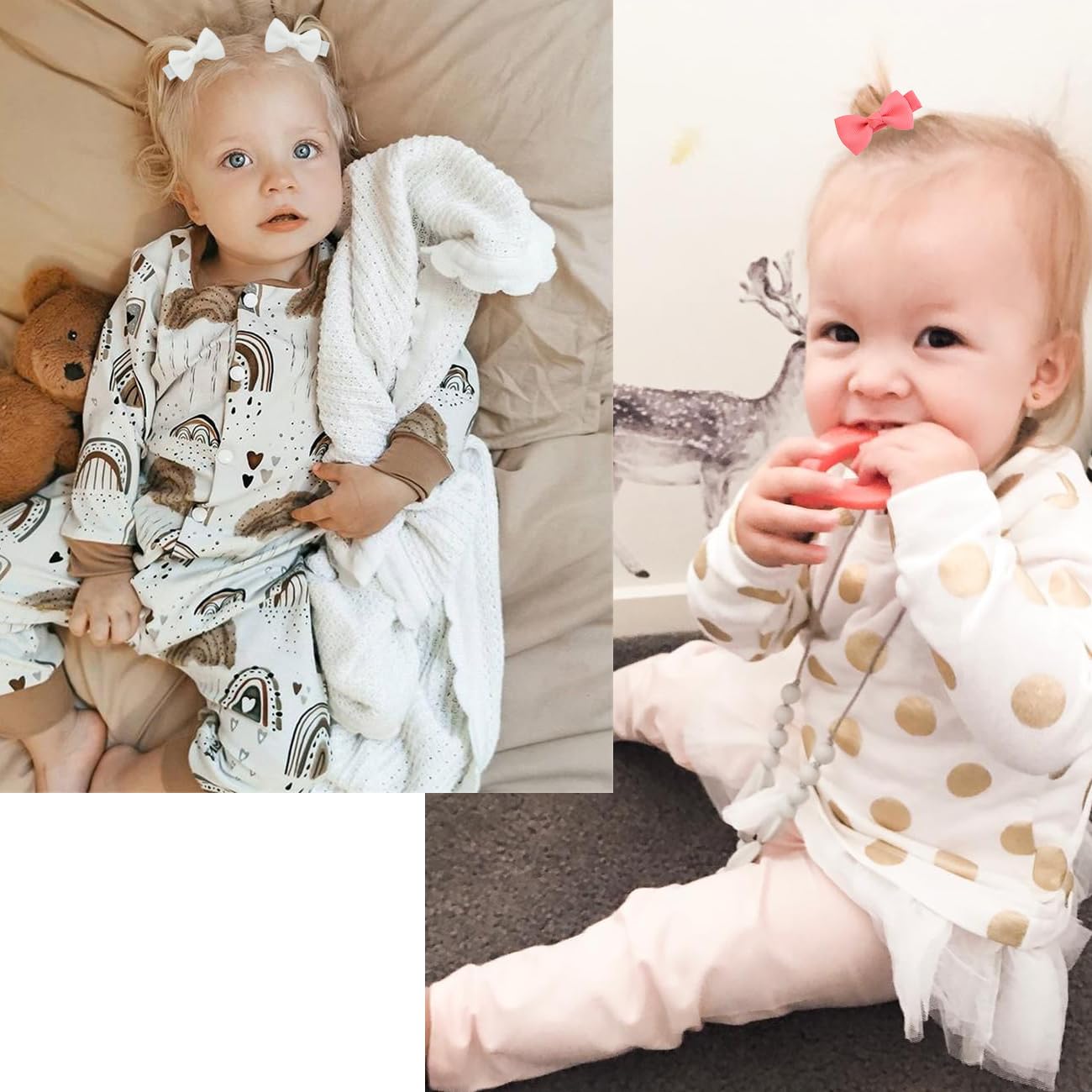 Juccpul Baby Hair Bows Clips For Girls 2' Fully Lined Hair Clips Grosgrain Ribbon Alligator Clips Bows For Baby Girls Infants T