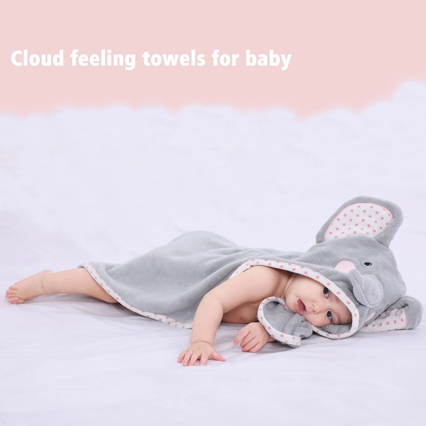 Tbezy Baby Hooded Towel With Unique Animal Design Ultra Soft Thick Cotton Bath Towel For Newborn (Hippo)