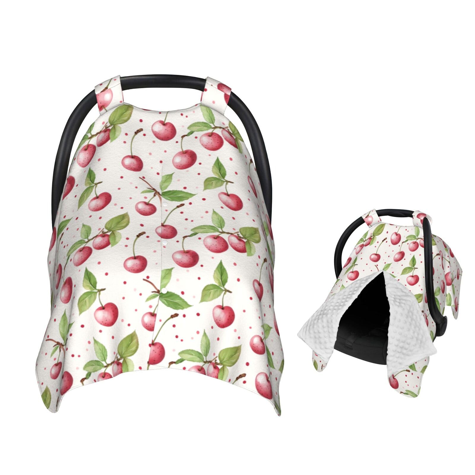 Muishi Cherries and Polka Dot Baby Car Seat Canopy Nursing Cover for Newborn Car Seat Breastfeeding Covers Blanket Newborn Showe